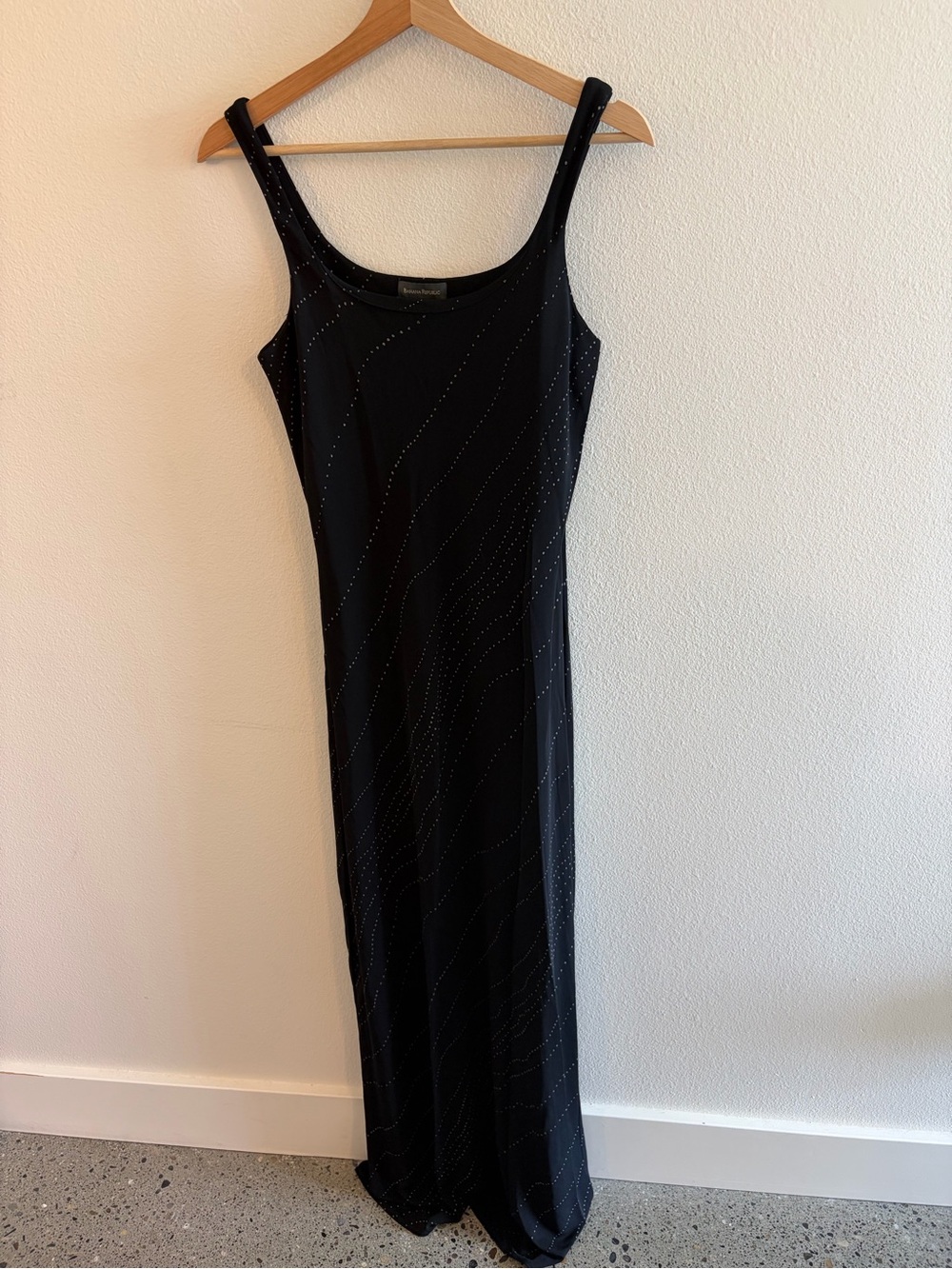 Banana Republic Black Sleeveless Maxi Dress with Beaded Accents